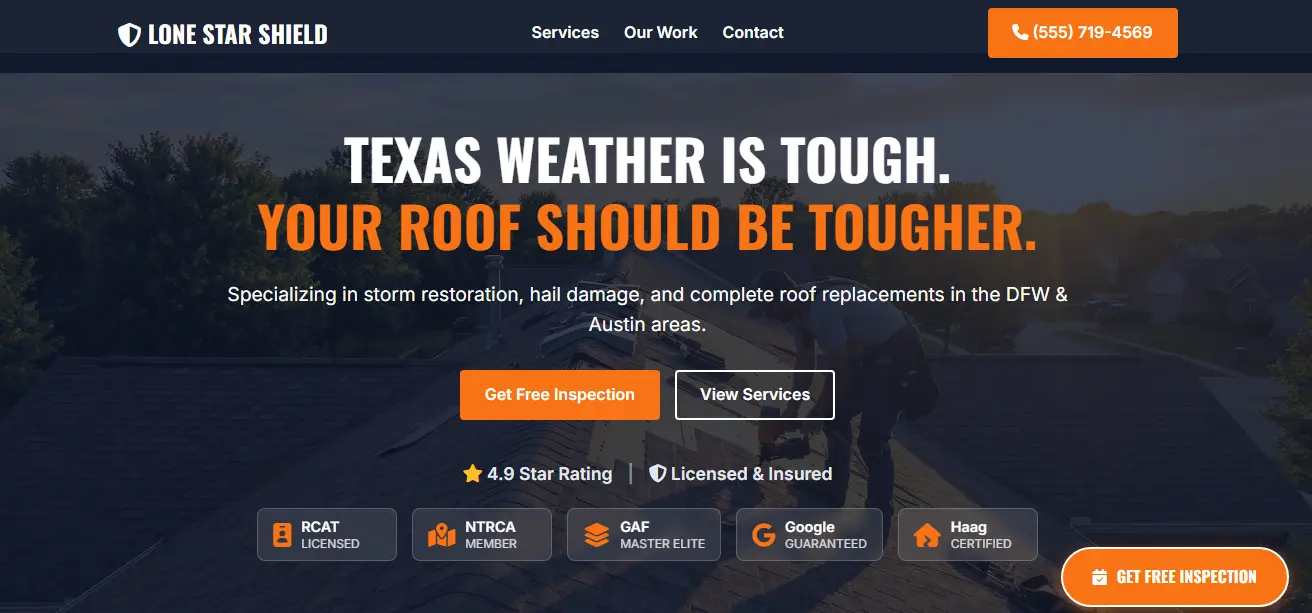 Roofing Desktop View