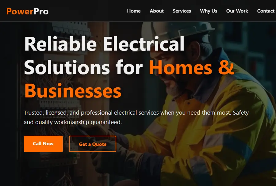 VibeVetted Electrical Web Page Starter Build