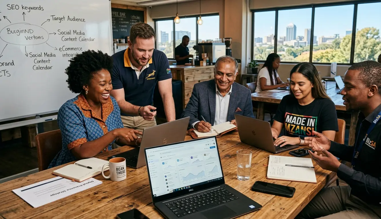 South African business owners collaborating on digital presence