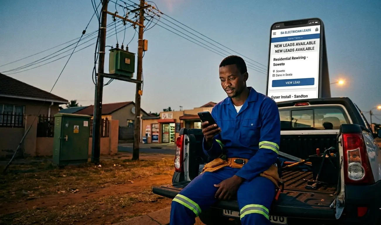 Electrician using mobile website to get leads in South Africa