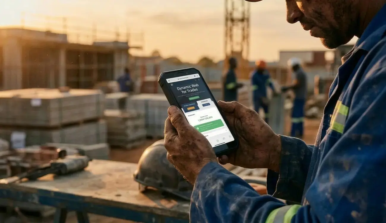 South African small business owner using mobile responsive website to get more leads online